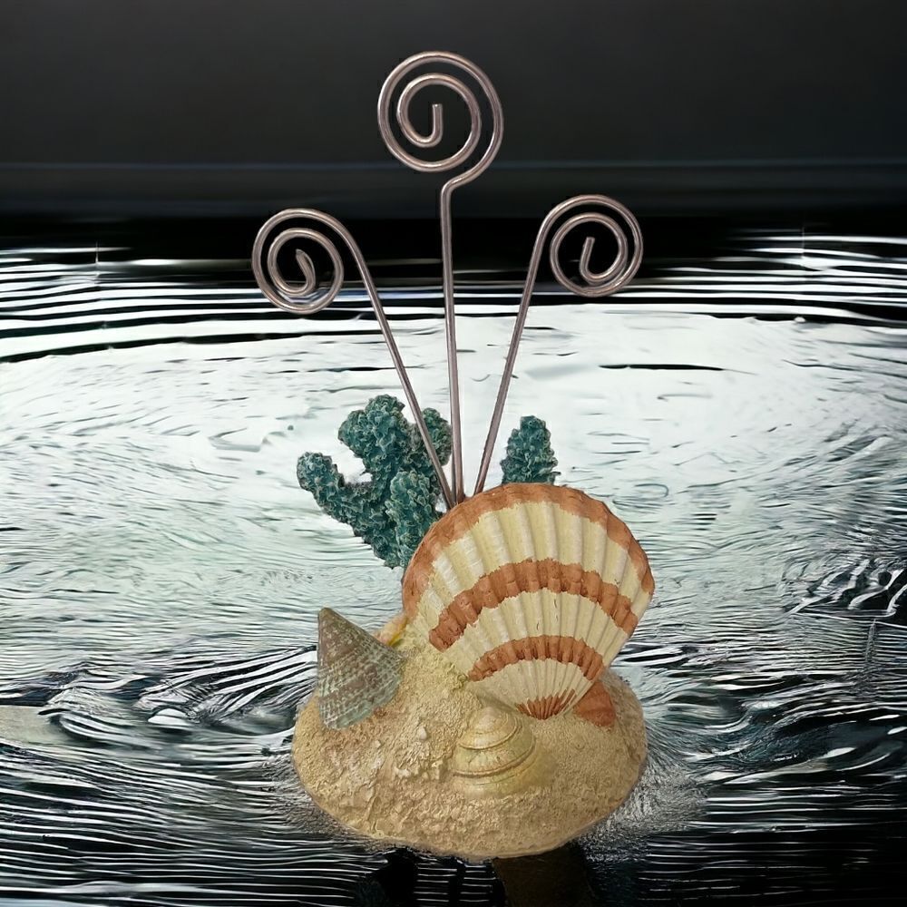 Seashell Coral Wire Photo Note‎ Holder Paperweight Coastal Beach Desk Decor